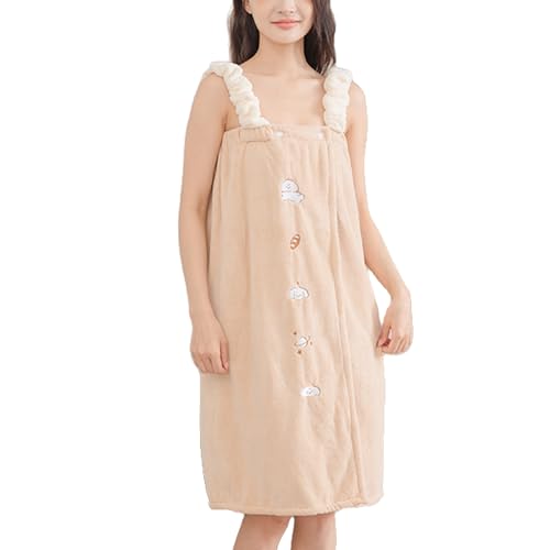 【送料無料】[Vmiutyer LLOP] ラップタオル レディース 犬柄 猫柄 大人用 タオル地 ボタン 吸水 速乾 湯浴み着 お風呂上り プール 温泉 ジム 旅行 ふわふわ 着替えタオル かわいい タオルワンピース