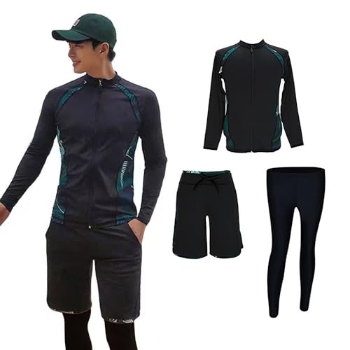 【送料無料】[Ttoitv] ラッシュガード メンズ 3点セット 水着 長袖 前開き【UVカット・水陸両用・吸汗..