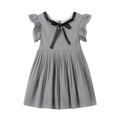 【送料無料】[LittleSpring] キッズ ワンピース 女の子 フリル袖 リボン付き プリーツ 夏 子供服 おしゃれ(4)