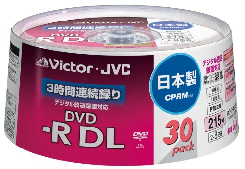 【送料無料】Victor 映像用DVD-R 片面2層 CPRM対応 8倍速 ワイドホワイトプリンタブル 30枚 日本製 VD-R215CS30