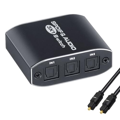 【送料無料】BLUPOW SPDIF/TosLink 光デジタル 切替器 3入力1出力 光ケーブル切替 光デジタル 分配器 ..