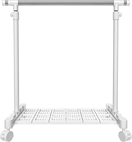 【送料無料】ハンガーラック シングル パイプハンガー 梅雨対策 物干しスタンド キャスター 棚付き 縦..