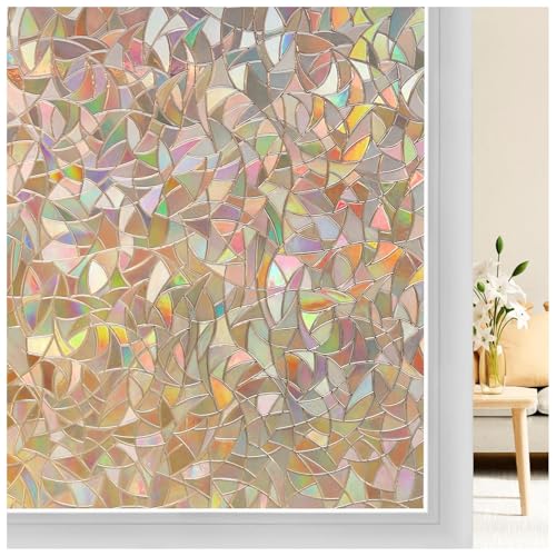 【送料無料】rabbitgoo (ラビットグー) ウィンドウプライバシーフィルム 3D レインボーウィンドウステッカー 窓の装飾ビニール ステンドガラスの窓の装飾