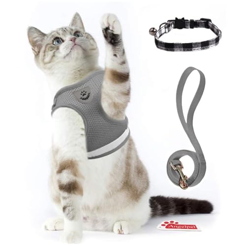 【送料無料】猫 猫用 ハーネス 胴輪 首輪 犬猫兼用 小型犬 ウサギ ソフト胸あて リード付き 抜けない ..