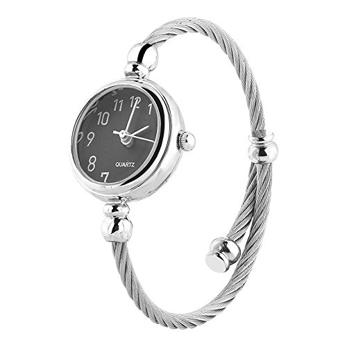 【送料無料】Walfront 4色 ブレスレットウォッチ女性 アナログラウンド クォーツ合金ストラップオープ..