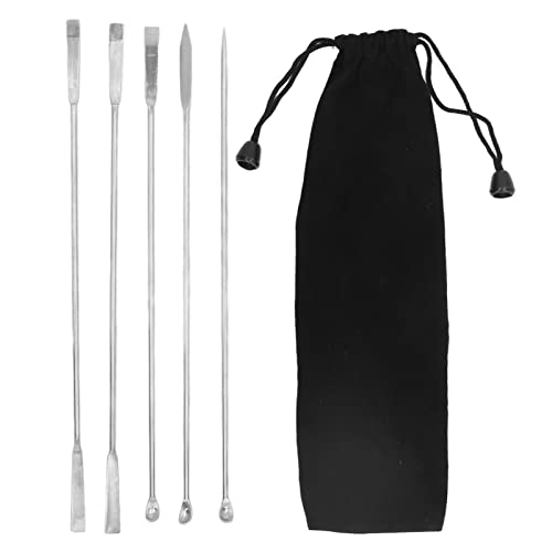 【送料無料】Walfront 5個 実験室スプーンセットステンレス鋼 マイクロスクープセット双頭防錆ミニ薬スプーン実験室用品 産業用品 耐用