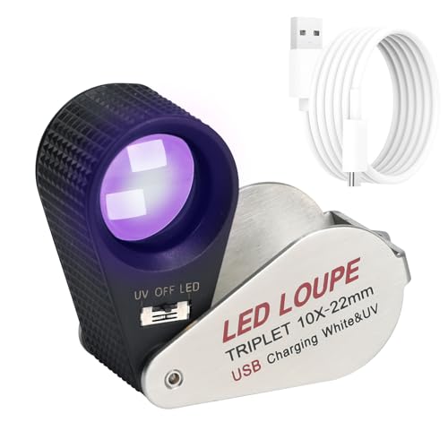【送料無料】充電式宝石鑑定用ルーペ 10倍拡大 折りたたみ式 LEDライト付き 宝石・ジュエリー・コイン..