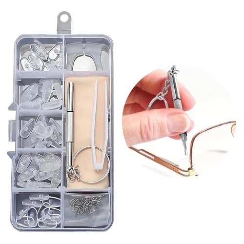 【送料無料】[Aquafix] メガネ鼻パッド シリコン製 メガネ修理キット 眼鏡 鼻あて 交換セット ドライバ..