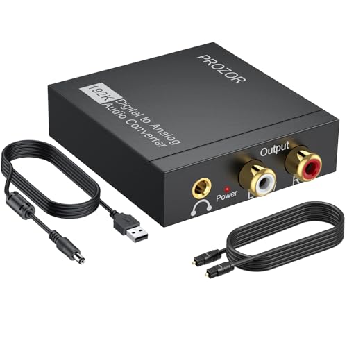 【送料無料】PROZOR 192kHz 24bit デジタル to アナログ 音声変換器 DAC 光デジタル＆同軸入力 RCA＆3...