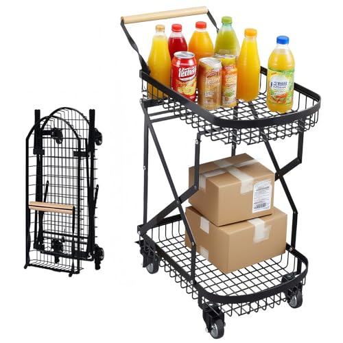 【送料無料】NODIBRO 耐荷重40kg キッチンワゴン ショッピングカート 折り畳み 大容量 収納力 ワイヤーカート 組立簡単 キッチンワゴン キャリーカー ト 2段 収納ワゴン ショッピング レジカート トランクに収納可能 炭素鋼 日用品 工具 多機能 静音キャスター 3インチの