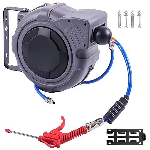 【送料無料】NODIBRO 12m エアーホースリール 自動巻取式 エアラインコンプレッサーリール 外径φ12mm×..