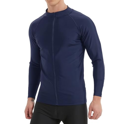 【送料無料】[Sillictor] ラッシュガード メンズ 水着 長袖 フードなし ラッシュ パーカー ジップアップ オーバーウェア UVカット スイムウェア プール 海 海水浴 日焼け対策 夏服 水陸両用 [UVカット・冷感速乾]