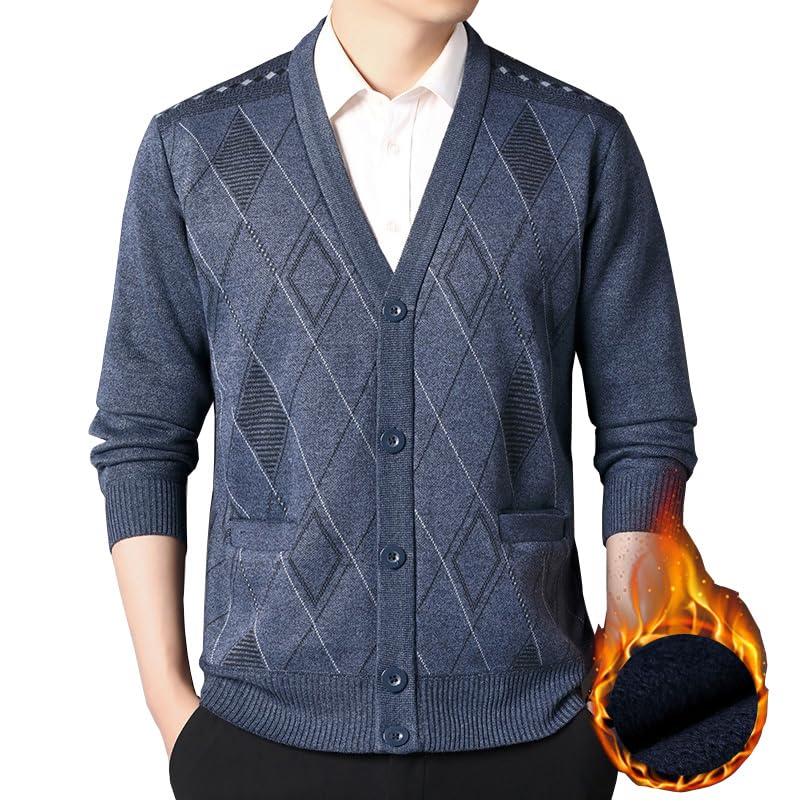 【送料無料】[Liaziong] カーディガン メンズ ジャケット 厚手 秋服 冬服 和式カーディガン アウター ニット ジャケット メンズ 大きい サイズ ゆったり 羽織 長袖 和風 Vネックジャケット セーター 裏起毛 暖かい 防寒