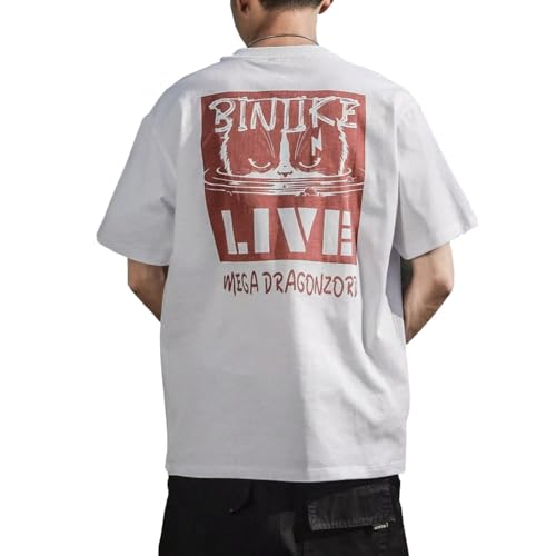 【送料無料】[Liaziong] tシャツ メンズ 半袖 ゆったり シンプル 無地 トップス かわいい ネコ 猫 柄 バック プリント 丸首tシャツ 快適 柔らかい 人気 春 夏 秋 服 通勤 通学