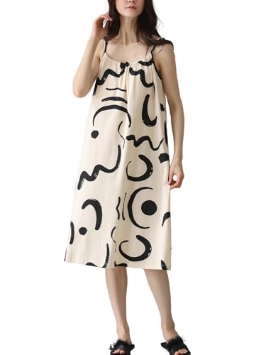 【送料無料】[PHOLEEY] レディース ナイトパジャマ コットン サスペンダー ナイトガウン ドレス ナイト..