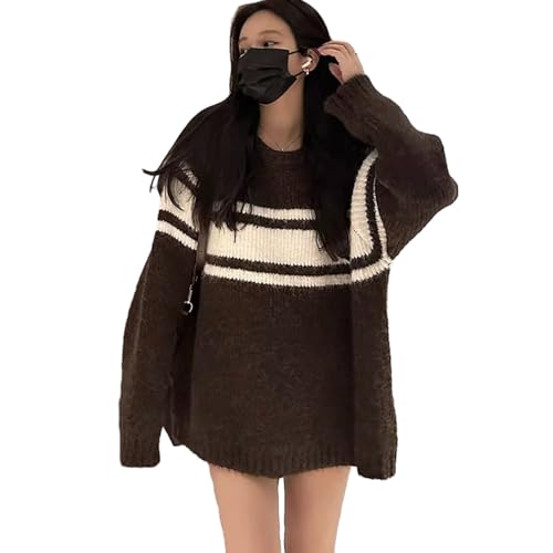 【送料無料】[NONELECEDOLE] ニット セーター レディース トップス ストライプ 厚手 長袖 ミディアム丈..