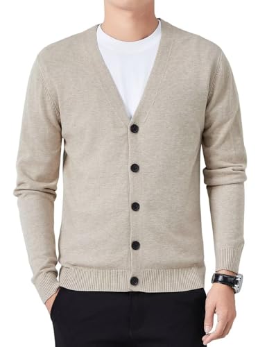【送料無料】[VICALLED] カーディガン メンズ 長袖 春秋 Vネック カーディガン 柔らかい ニット 無地 前開き ボタン ビジネス ノーカラージャケット ストレッチ カジュアル 修身