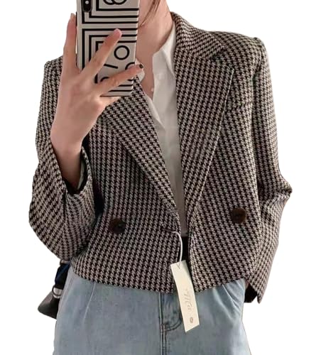 【送料無料】[TASOGARA] ツィードジャケット レディース チェック柄 チェックコート ショート丈 ジャケ..