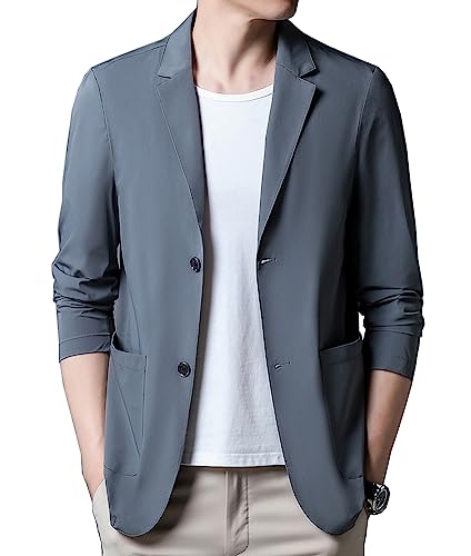 【送料無料】[TASOGARA] メンズ耐シワ性極薄アイスシルクスーツジャケット 接触冷感 イスシルクスーツジャケット 極薄 ブレザー メンズ カジュアル ブレザー 大きいサイズ 紳士 春 夏