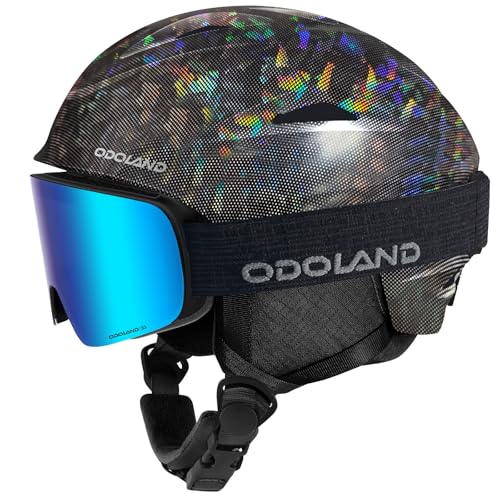 【送料無料】Odoland スキーヘルメット＋スノーゴーグルセット ダイヤル式サイズ調整 スノーボードヘル..