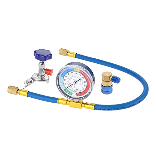 【送料無料】Bowarepro R134A エアコン ガス チャージホース 圧力計付 冷媒チャージパイプ 70mmメータ..
