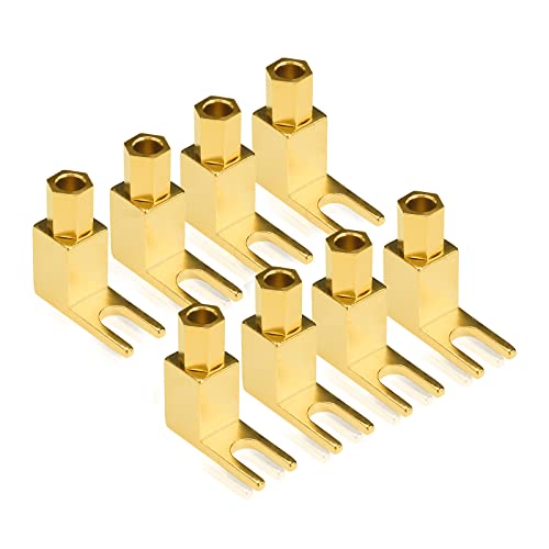 【送料無料】Cleqee 8本セット Yラグ端子 L型 ソルダーレス 無ハンダ バナナプラグをスペードプラグ(Y..