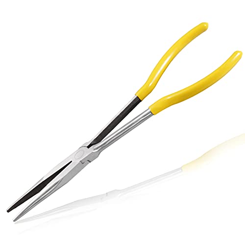 【送料無料】LEONTOOL 超ロングホースプライヤー 先曲がりラジオペンチ メカニックプライヤー ホースク..