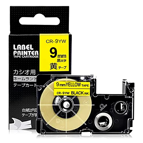【送料無料】9mm 黄 互換 ネームランド テープ 黄地 黒文字 1個 カシオ ラベルライター XR-9YW テープ..