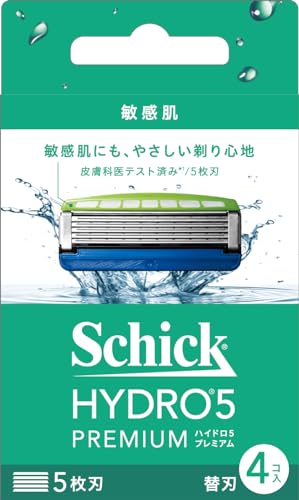 【送料無料】Schick(シック) ハイドロ ハイドロ5 プレミアム 敏感肌 替刃 (4コ入) スキンガード付 5枚刃 ブルー