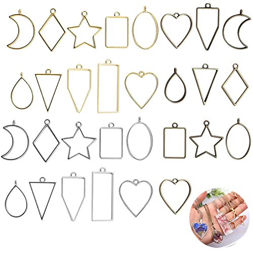 【送料無料】HUAZONTOM レジン枠 空枠 30個入り レジンフレーム 収納箱付き 合金素材 DIY手芸用 ハンド..