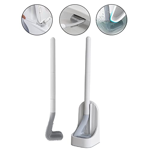 【送料無料】Ewolee トイレブラシ 柔らかい シリコン製 トイレを傷つけない おしゃれ ゴルフ型 トイレ掃除ブラシ ハンドル取り外し可能 水漏れ防止ケース付き 速乾 立て置き 壁掛け収納可能
