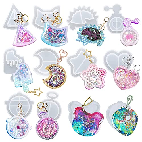 【送料無料】YFFSFDC シリコンモールド ペン形 3個セット 星 月 ハート 流砂 筆 レジン  ...