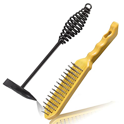 【送料無料】LEONTOOL 10インチの溶接チッピングハンマーと10インチのワイヤーブラシ（湾曲した木製ハ..