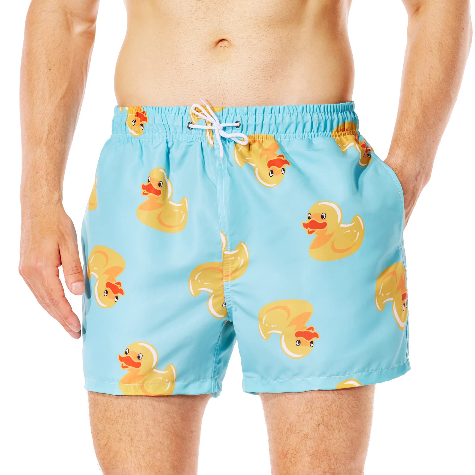 【送料無料】[SUNDAY ROSE] 水着 メンズ 海水パンツ サーフパンツ インナー付き 無地 速乾 海パン 水陸両用パンツ 男性用水着 おしゃれ ショートパンツ スイムウェア 大きいサイズ 海外旅行 夏 色：小さいアヒル、サイズ：S