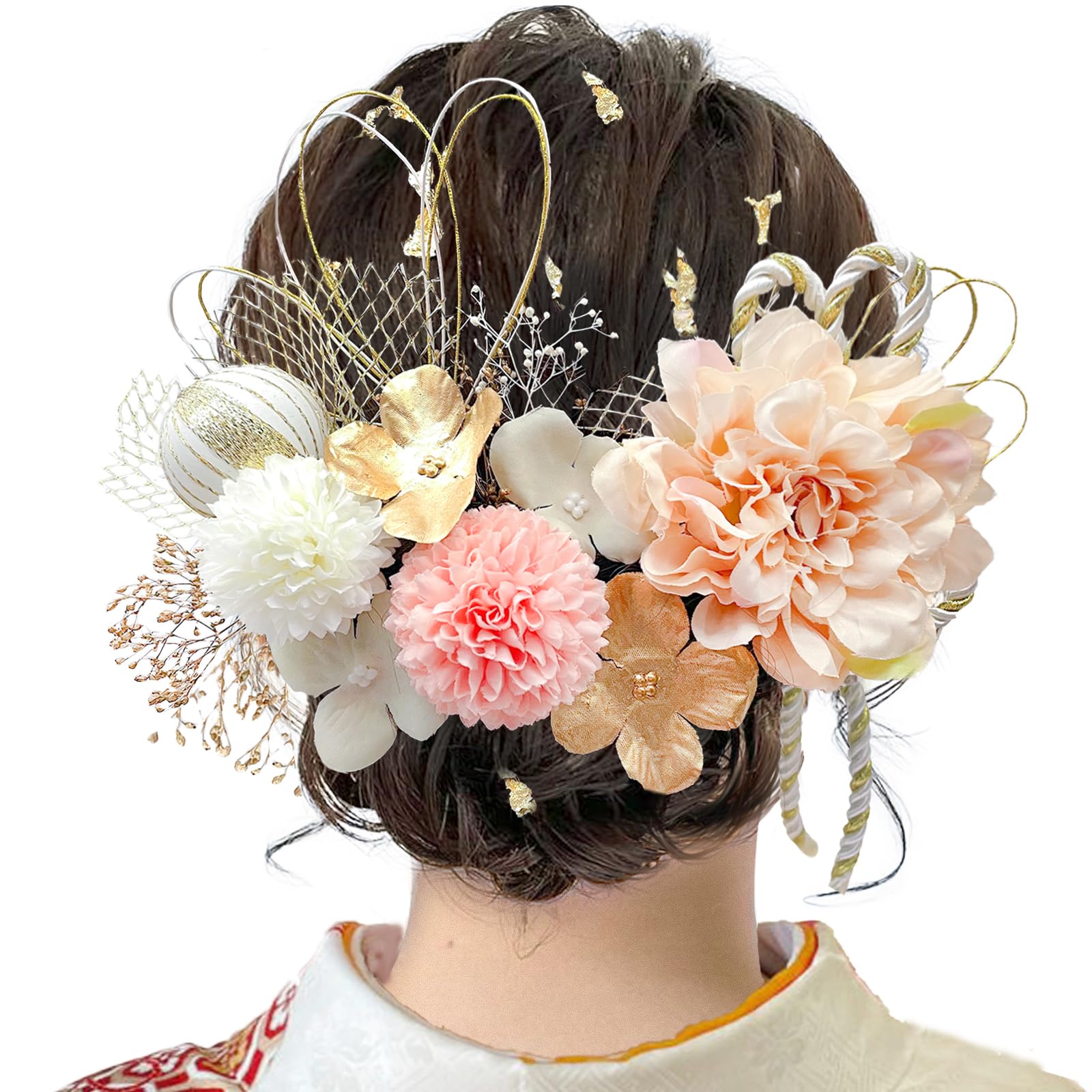 【送料無料】[JZOON] 8色展開 ドライフラワー 髪飾り ダリア 造花飾り 和玉 赤 ヘアアクセサリー 成人..