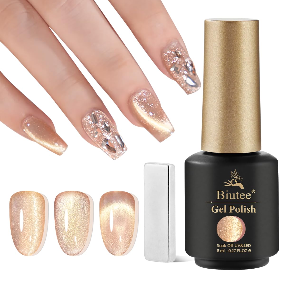 【送料無料】Biutee マグネットネイル ジェルネイル カラー ジェル キャットアイ 猫の目効果 8ML 磁石..