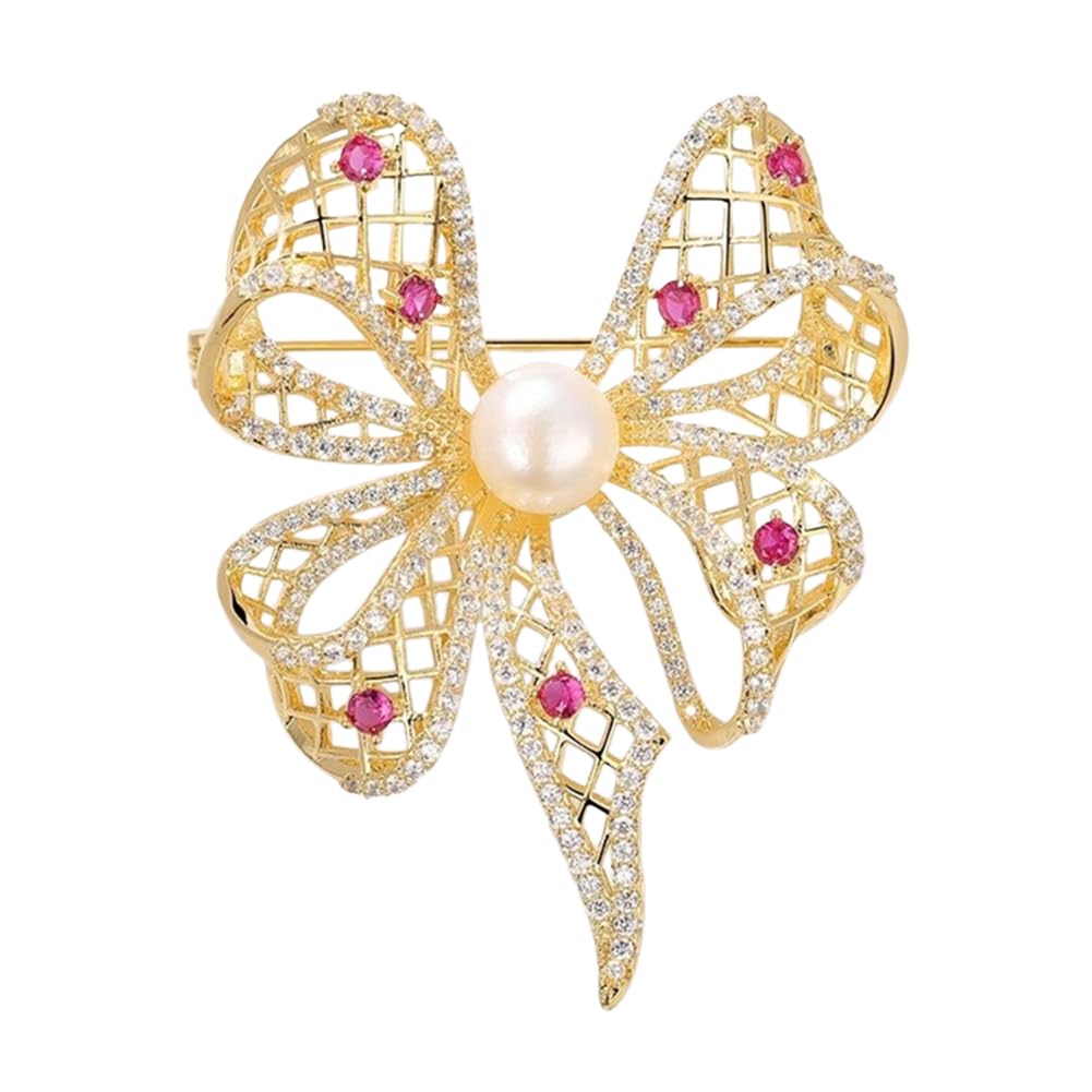 【送料無料】FASELE ブローチ コサージュ キュート 可愛い 卒業式 入学式 セレモニー ジルコニア フォーマル ジャケット スーツ ギフト 結婚式 お呼ばれ ドレス パーティー ピン おしゃれ 輝き ブローチ アクセサリー 優雅 色：蝶結び・金バラ色、サイズ：中