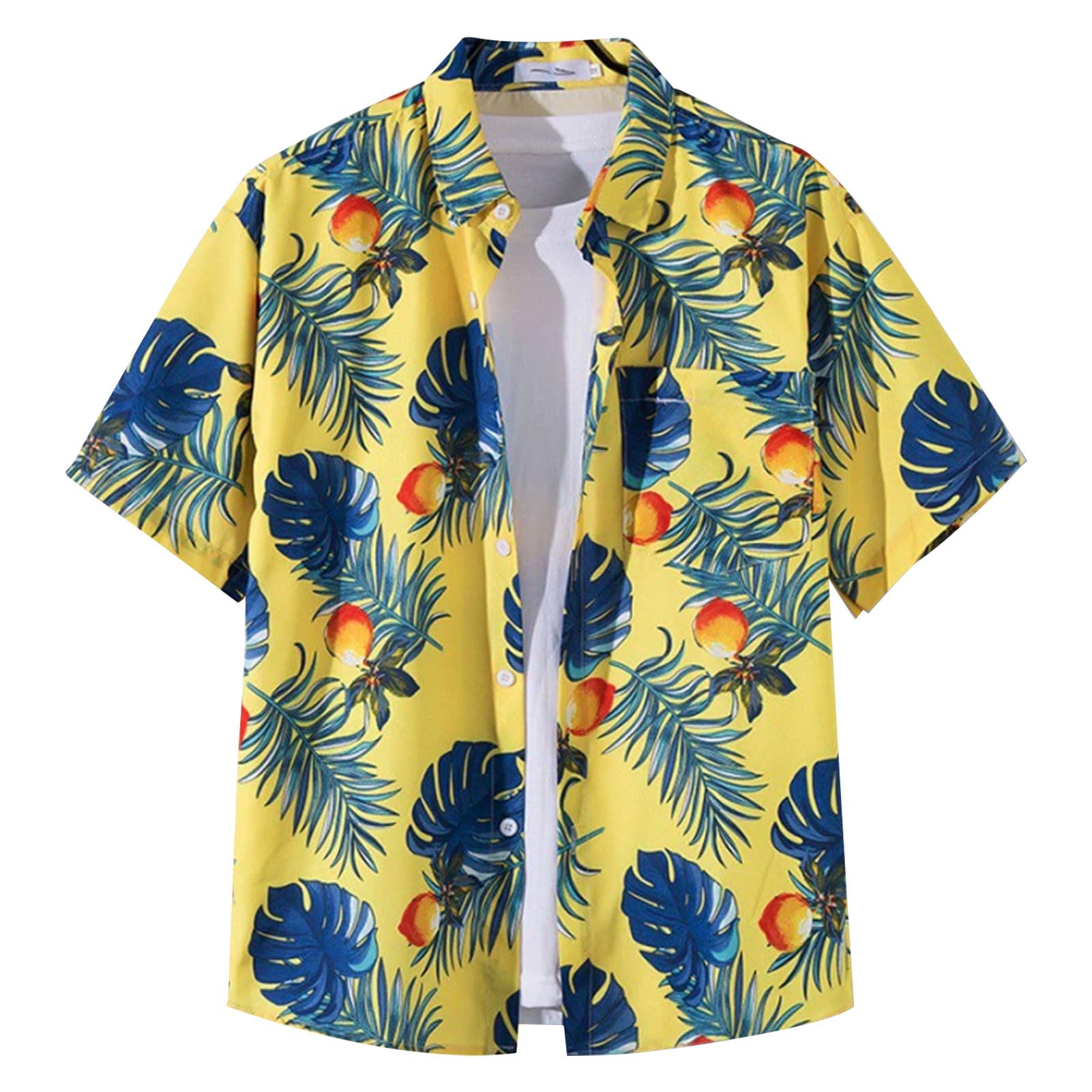 【送料無料】[Moerstar] アロハシャツ メンズ 大きいサイズ アロハシャツ レディース 開襟シャツ 半袖 柄シャツ メンズ クール ゆったり 通気 夏物 親子ペアルック おしゃれ ビッチ 旅行 海水浴 色：黄色1129、サイズ：3XL