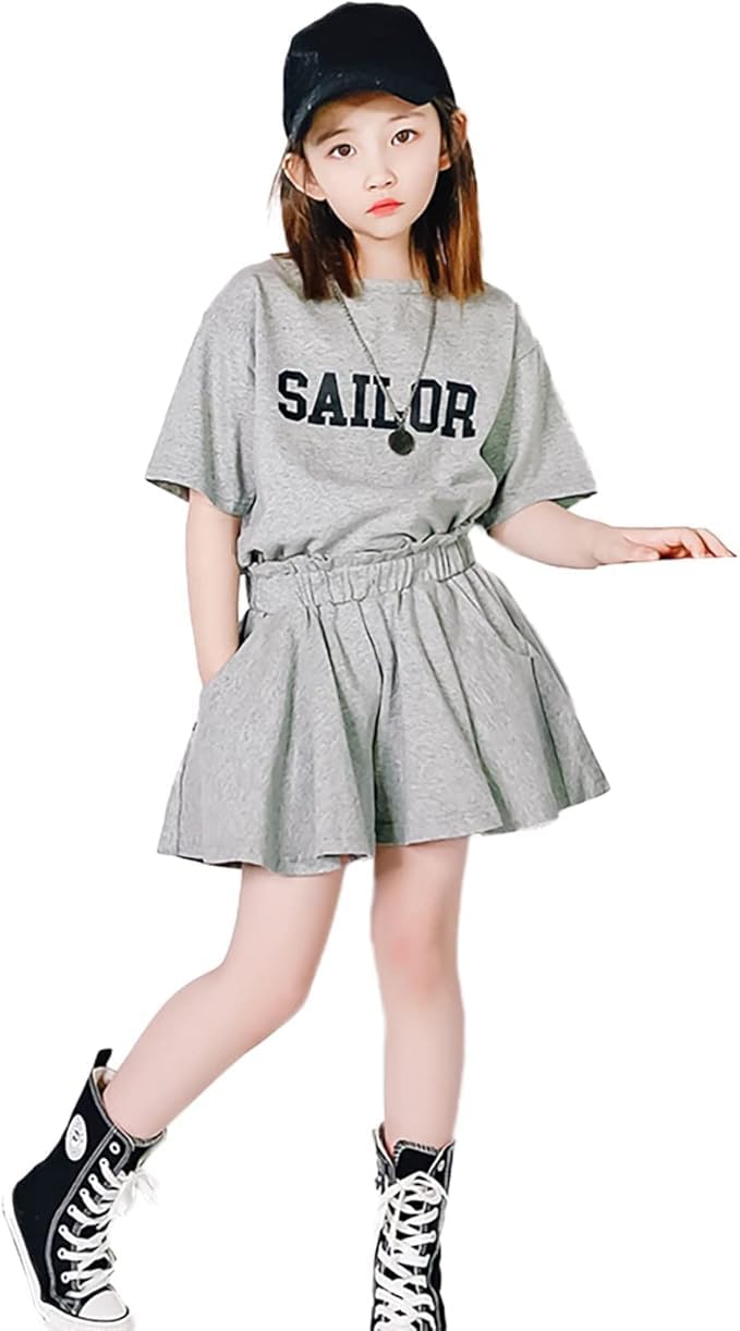 【送料無料】[Rolanko] 子供服 女の子 セットアップ 夏服 半袖tシャツ キュロットスカート スポーツウ..