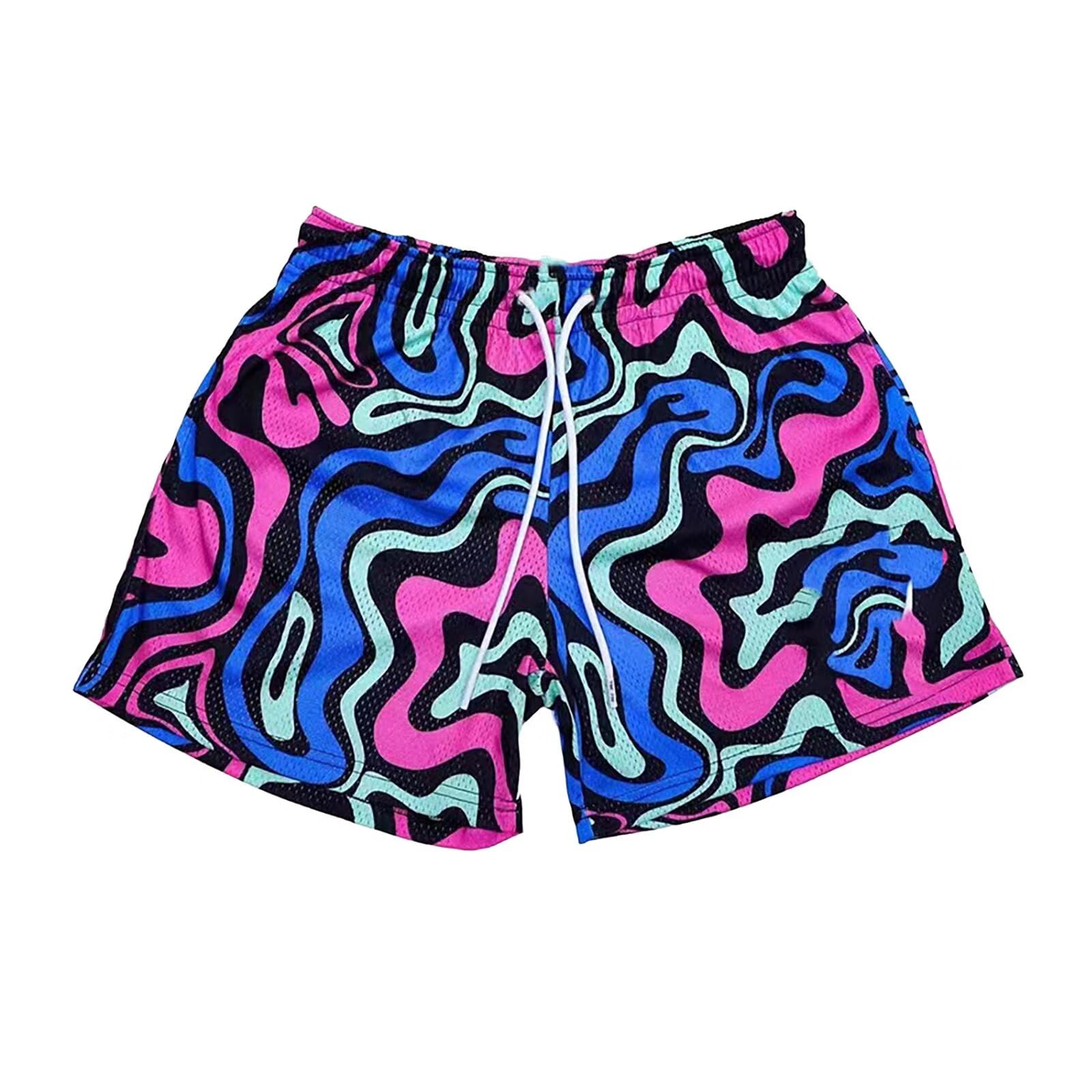 【送料無料】[KULIXI] ショートパンツ バスパン メンズ バスケットボールパンツ トレーニング ハーフパンツ スポーツ ジムウェア フィットネス ポケット付き カジュアル 短パンツ メッシュ 速乾 通気 DK-5592 色：5592 パープル、サイズ：XL