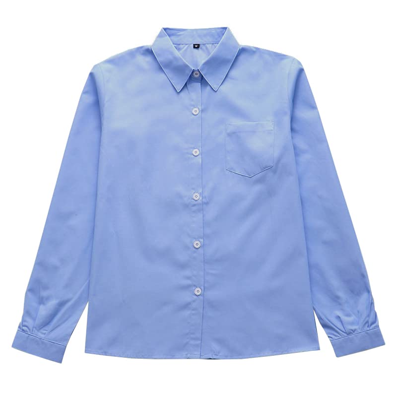 【送料無料】[Sharphon] 女子 スクールシャツ 長袖/半袖 角襟 レディース 無地 綿 シャ ...