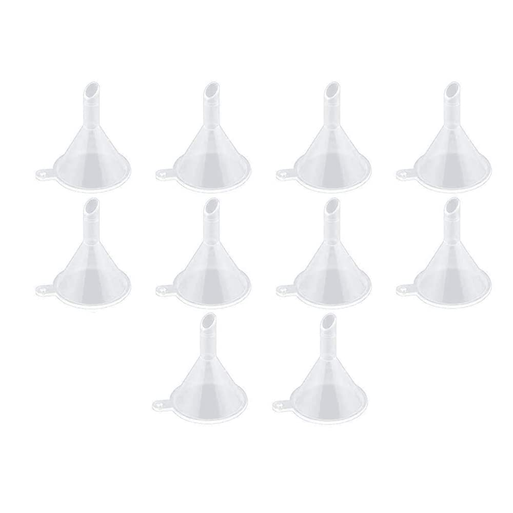 【送料無料】ミニ漏斗 じょうご 10個セット じょうご 小さい ミニ プラスチック 透明 ろうと ロート プラスチック製 液体移送用 お酒 液体 化粧品 香水 精油 オイル キッチン バスルーム 実験室用 透明 香水 液体用 瓶 小型のミニボトル (10個セット) 色：透明