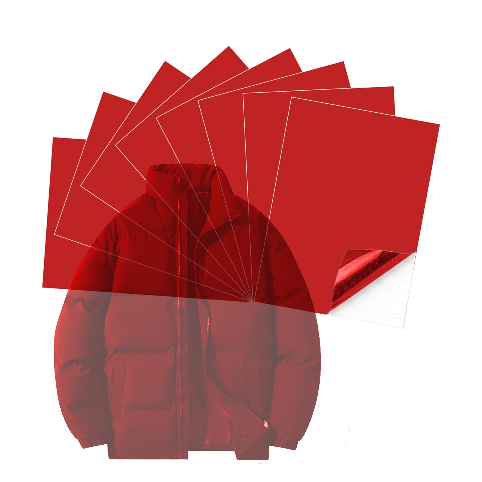 【送料無料】DreaModes 補修シート 強力 ダウンジャケット 約200x145mm 8枚 ダウンジャケット補修 パッチ自己接着 衣類修理シート ポリエステル 修理ステッカー ジーンズ ジャケット 寝袋等の補修用 装飾 手芸 衣類の破れ 服の補修 穴あき カギサギ 色：レッド