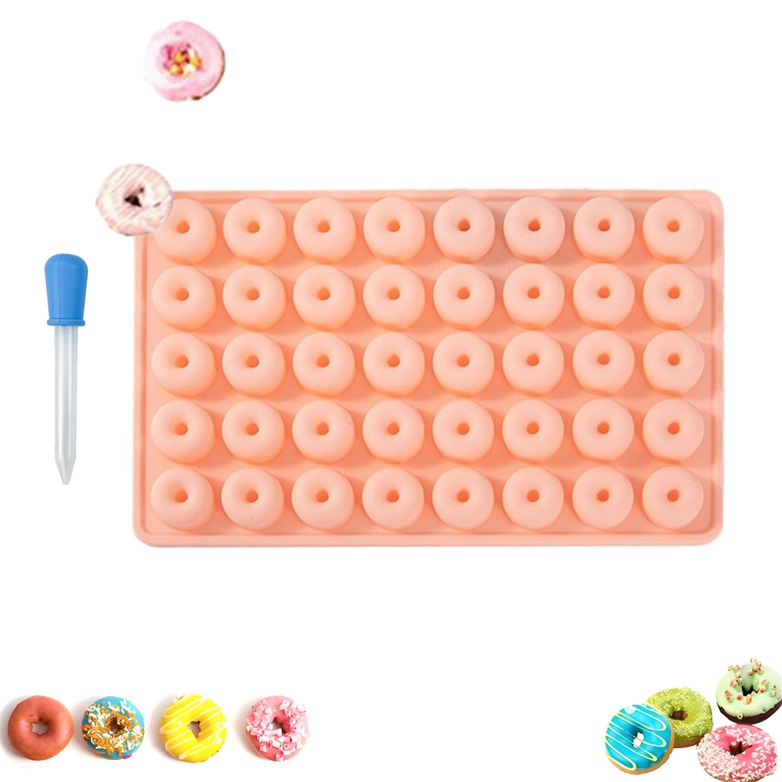 【送料無料】DEVENTORZ ミニサイズ ラウンドシリコン型 ドーナツシリコンキャンディ型 ドロッパー1個付き ドーナツ型 シリコン型 ケーキ型 マフィン型 製菓道具 焼き型 キッチンツール 耐熱 ノンスティック 多用途 チョコレート アイスキューブ キャンディ プディング ゼリー