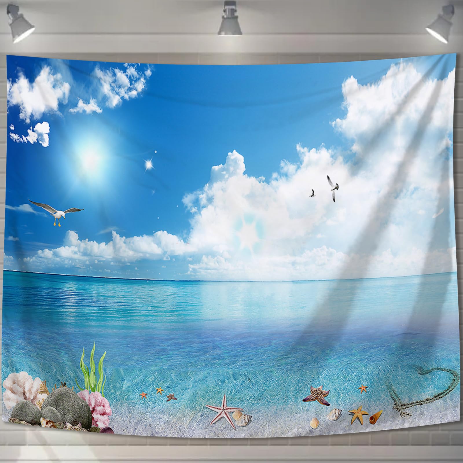 【送料無料】U-SITU タペストリー 壁掛け 壁飾り 青海 青空 自然景色 オシャレ 背景 多機能 布ポスター..