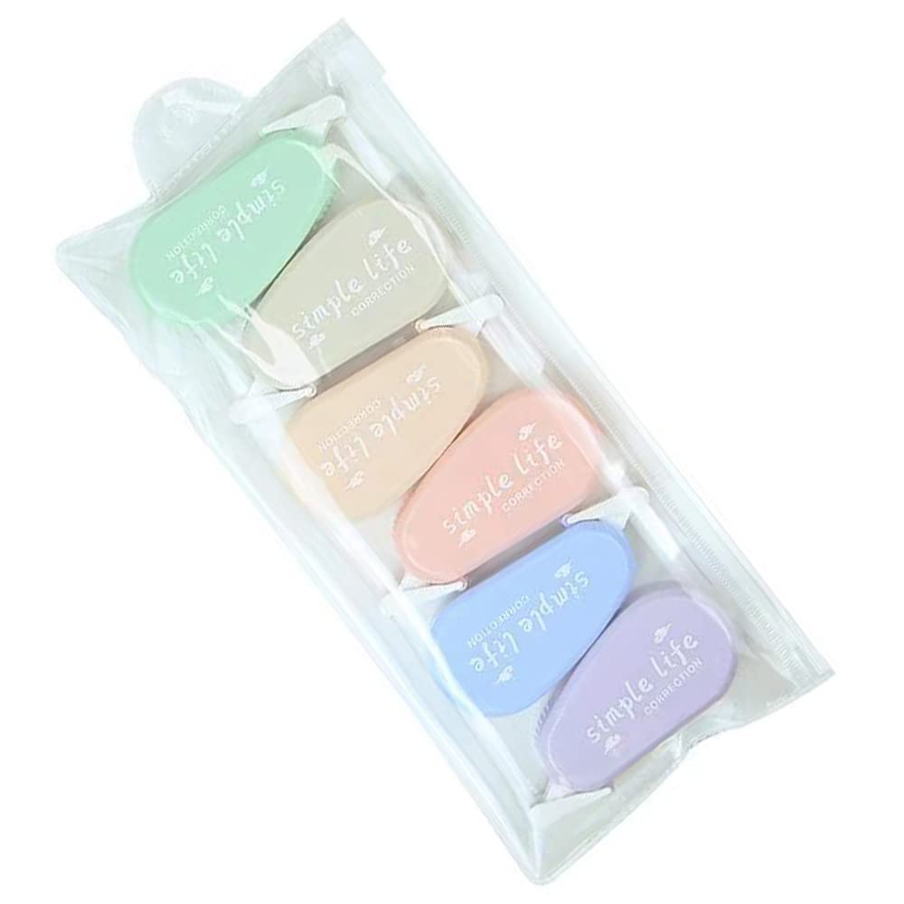 【送料無料】MEDUSHASHA 修正テープ しゅうせいテープ 5mm ミニ 使いやすい 学生用品 文房具修正テープ 修正用品 携帯便利 多色 6個パック 6mx6 かわいい 学生 学校 文房具用品