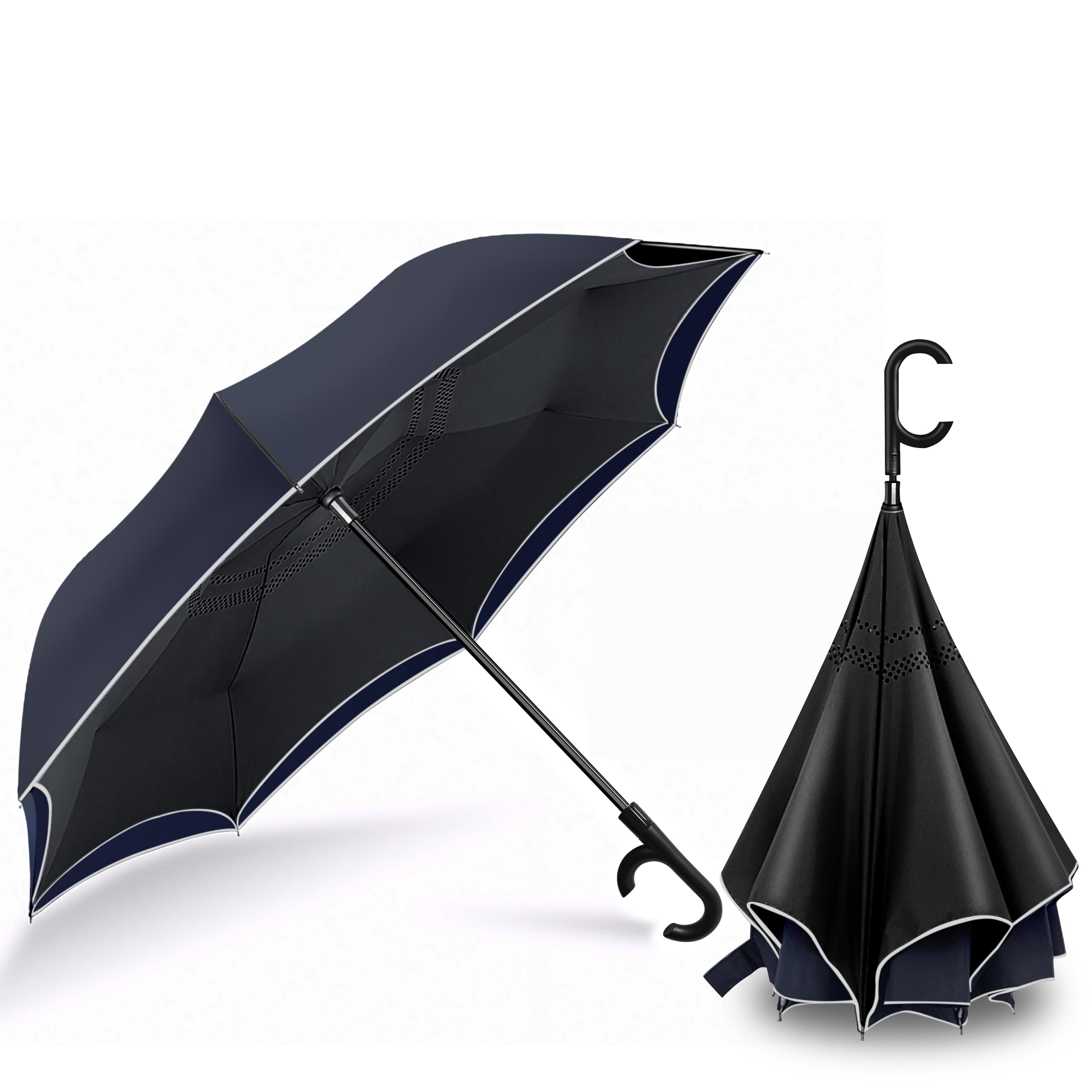 【送料無料】Dlin 逆折り傘 逆さ傘 メンズ 逆転傘 風に強い傘 大きい 熱中症対策 手離れC型手元 自動閉..