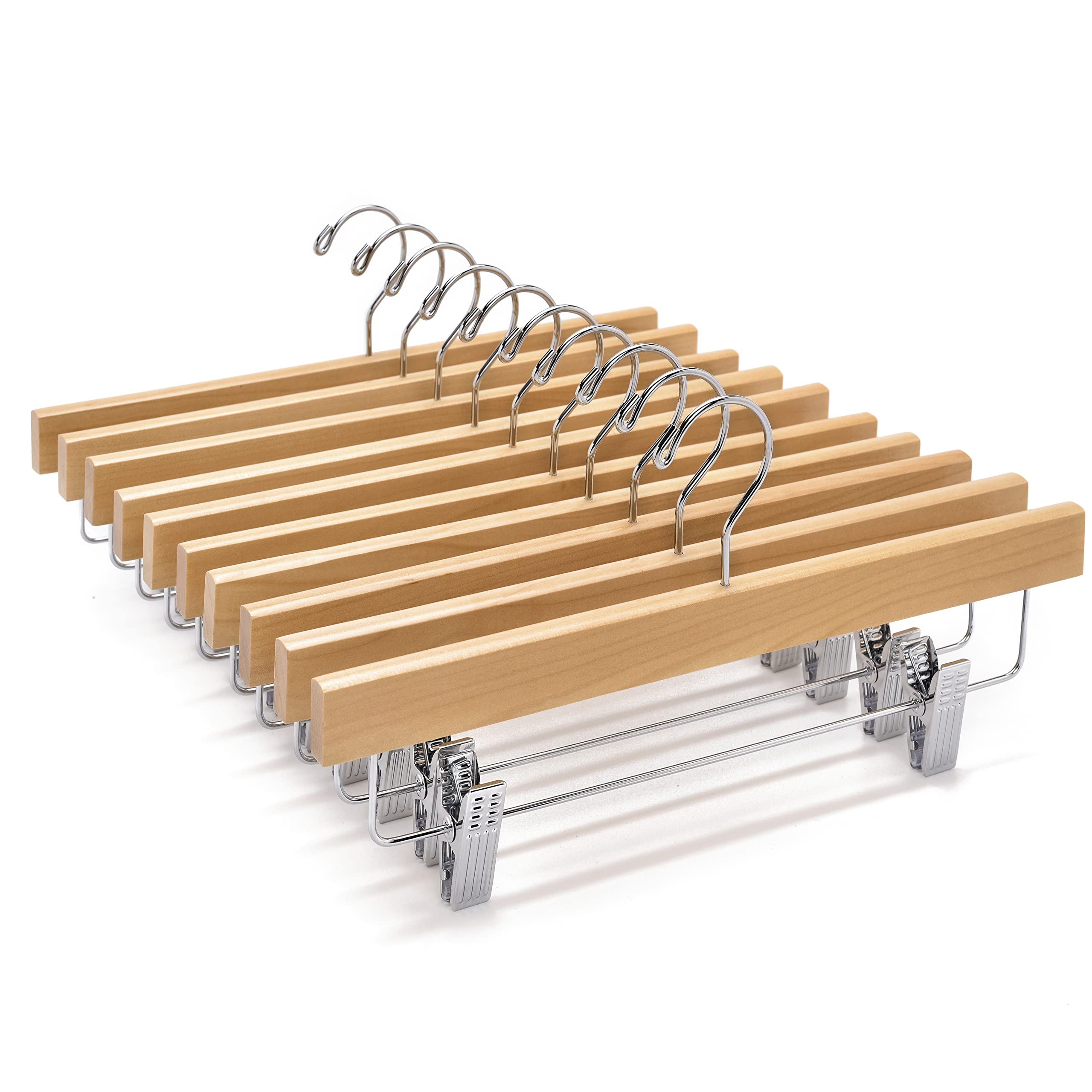 【送料無料】Amber Home 木製ズボンハンガー スカートハンガー 10本組 パンツハンガー ボトムス スラッ..