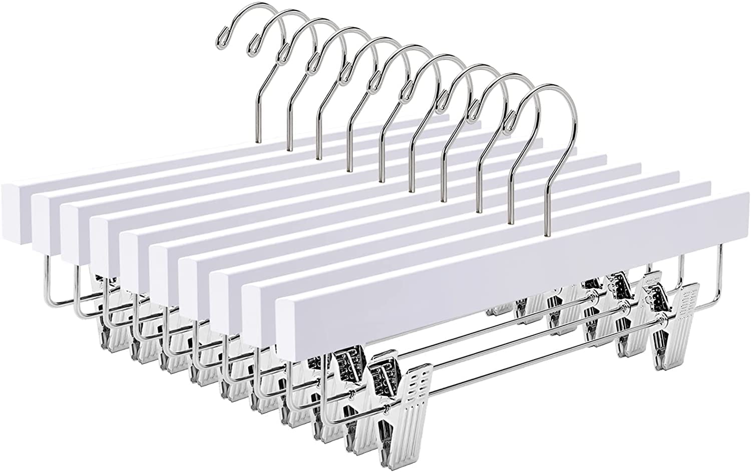 【送料無料】Amber Home 木製ズボンハンガー スカートハンガー 10本組 パンツハンガー ボトムス スラッ..