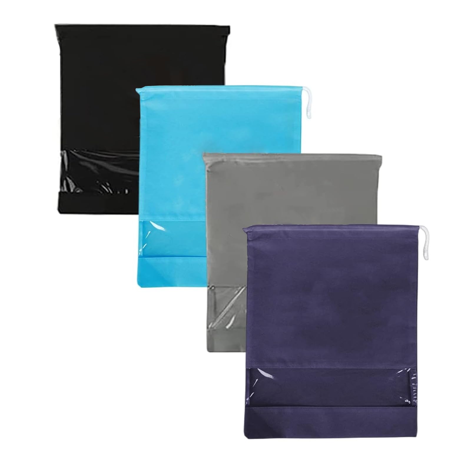 【送料無料】YINKE シューズケース シューズバッグ 4枚セット巾着 靴収納 防水 防塵 シューズ袋 不織布 男女兼用 旅行 家用 出張 スポーツ 持ち運び便利 (純色)